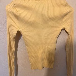 Zara Yellow Ribbed Knit Blouse